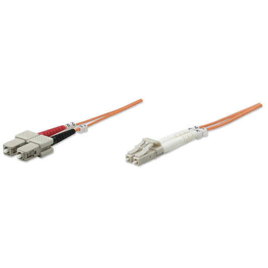 Cable de conexión de fibra óptica LC a SC UPC de 3 m, 3,0 mm, dúplex, LSZH, OM1 multimodo, naranja Image 1