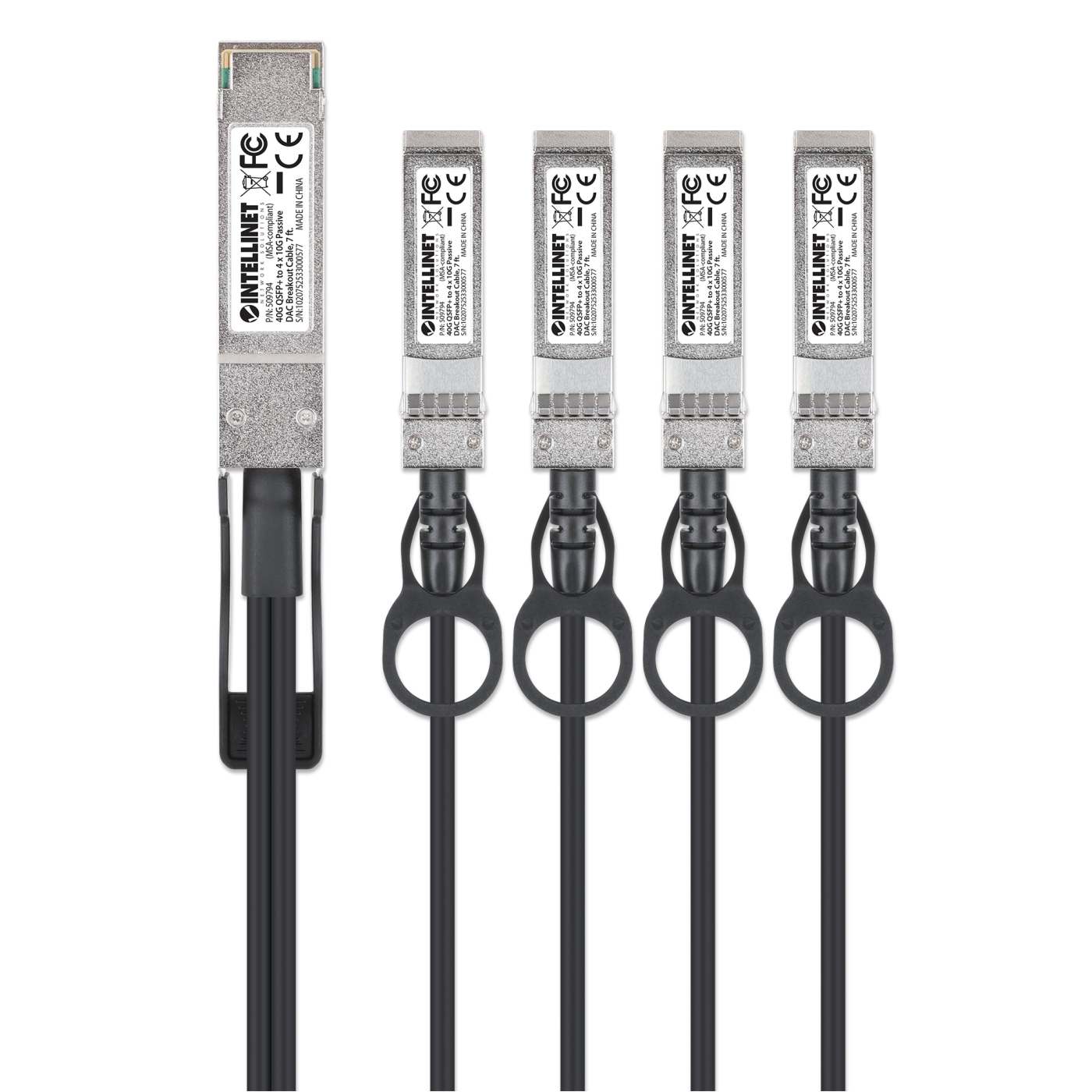 Cable de conexión DAC pasivo de 40G QSFP+ a 4 x 10G SFP+, 2 m (7 ft) Image 4