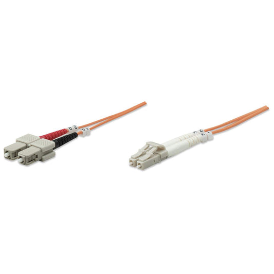 Cable de conexión de fibra óptica LC a SC UPC de 5 m, 3,0 mm, dúplex, LSZH, OM1 multimodo, naranja Image 1