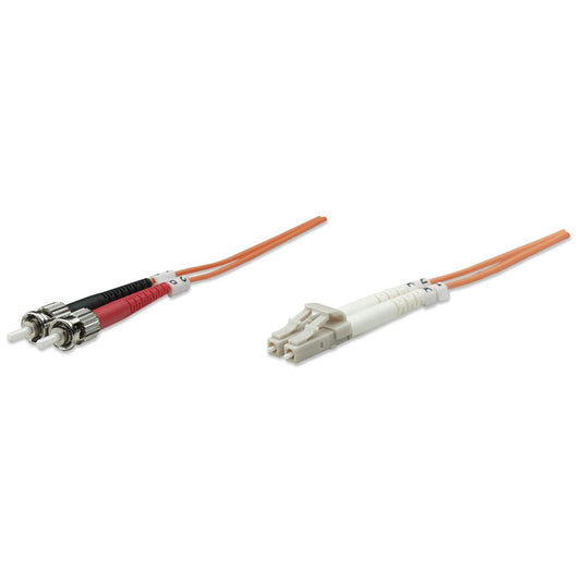 Cable de conexión de fibra óptica LC a ST UPC de 5 m, 3,0 mm, dúplex, LSZH, OM1 multimodo, naranja Image 1