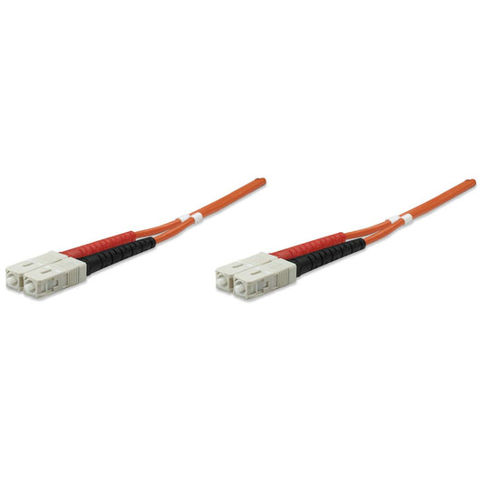 Cable de fibra óptica de 5 m SC a SC UPC, 3.0 mm, dúplex, LSZH, OM2 multimodo, naranja Image 1