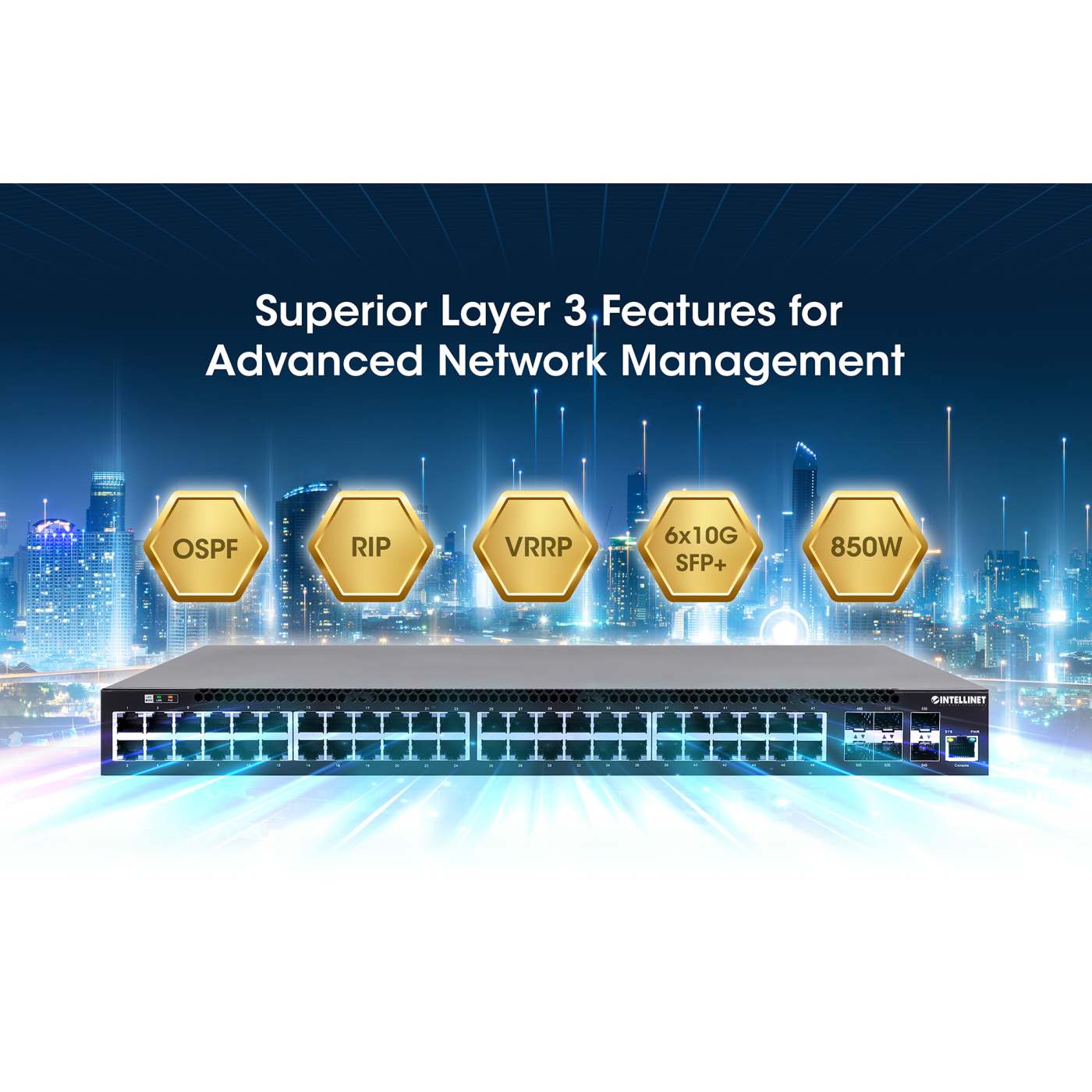 Switch PoE+ Capa 3 (L3) con 48 puertos Gigabit y 6 puertos uplink SFP+ Image 12