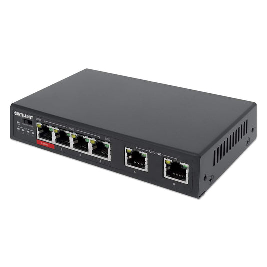 Switch con 6 puertos Fast Ethernet, (3 PoE+, 1 PoE de Alta Potencia y 2 de enlace) Image 1