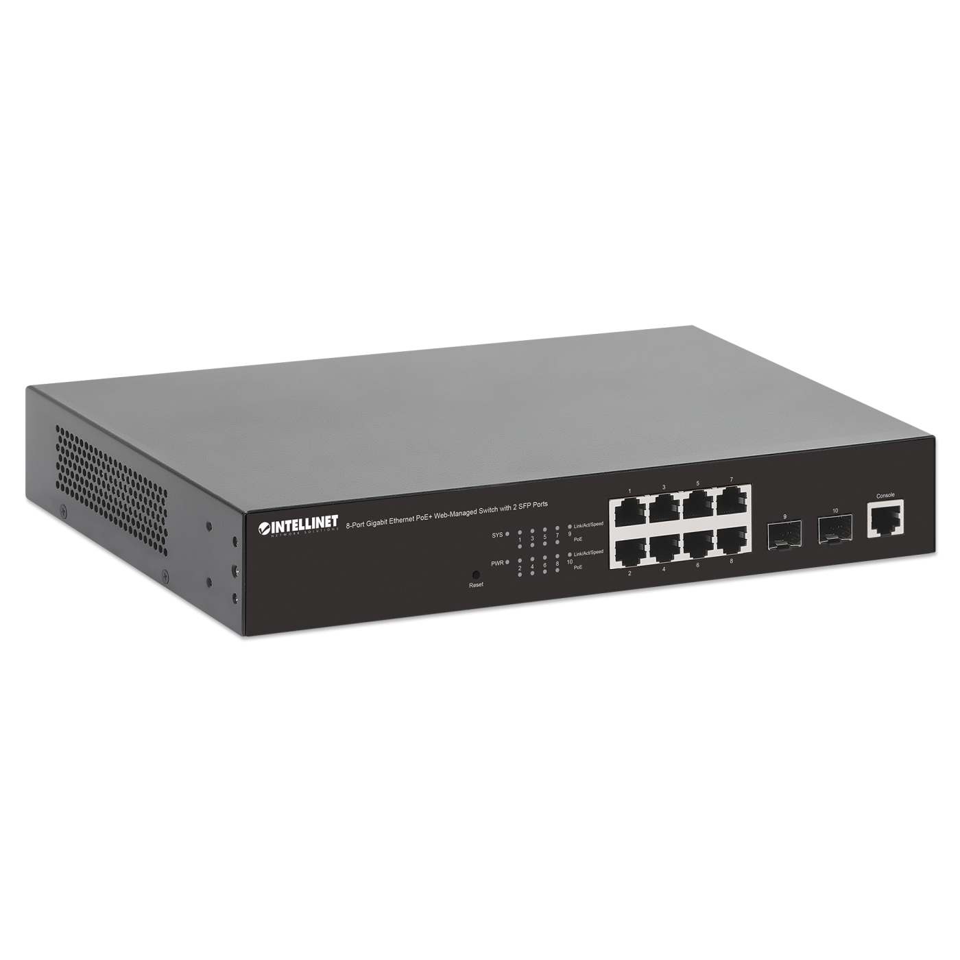 Switch Administrable Gigabit Ethernet de 8 puertos PoE+ con 2 puertos SFP Image 3