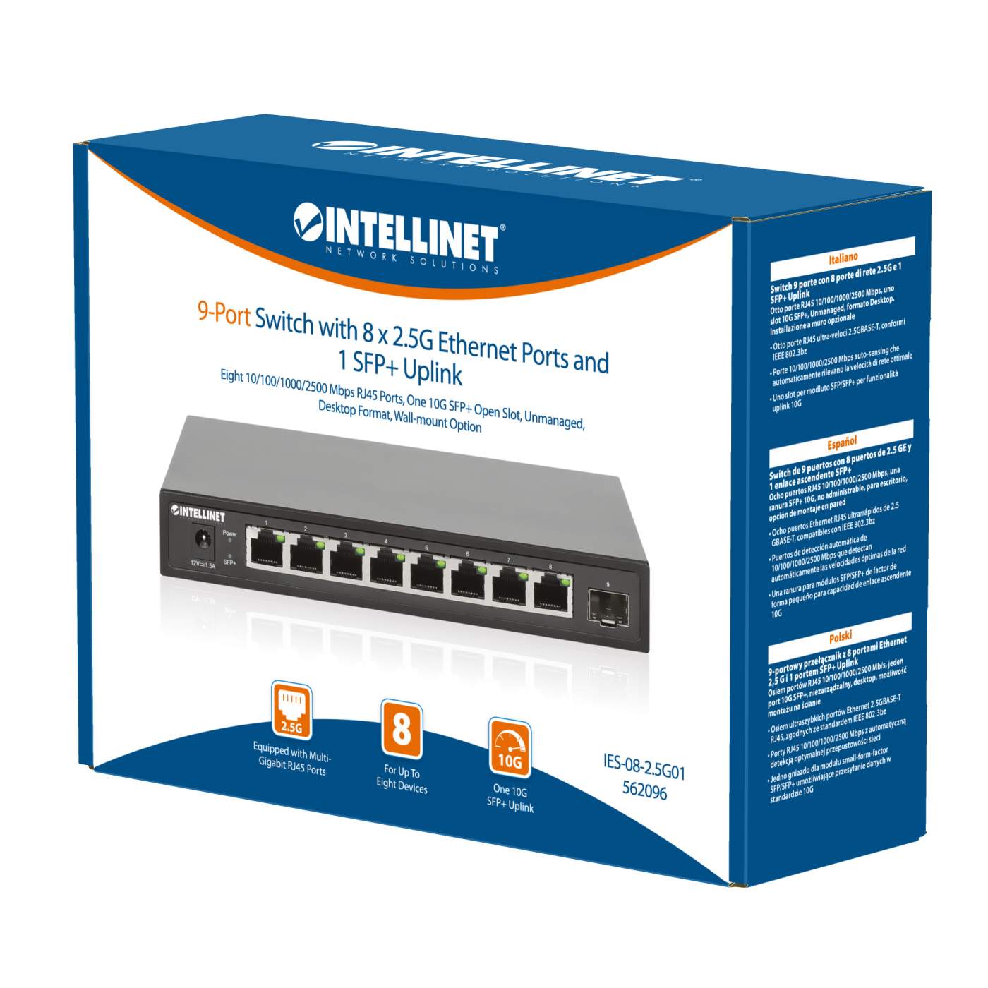 Switch de 9 puertos con 8 puertos de 2.5 GE y 1 enlace ascendente SFP+ Packaging Image 2