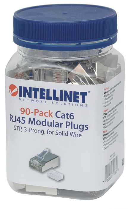 Plugs Modulares RJ45 Cat6, Pack con 90 piezas Packaging Image 2