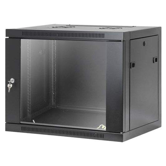 Gabinete de red para montaje en pared sin herramientas 9U 19, profundidad 450 mm, negro Image 1