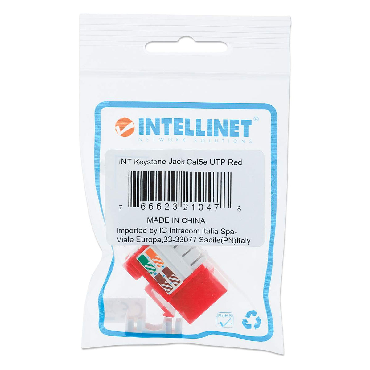 JACK RJ45 CAT5E KEYSTONE DE IMPACTO ROJO Packaging Image 2
