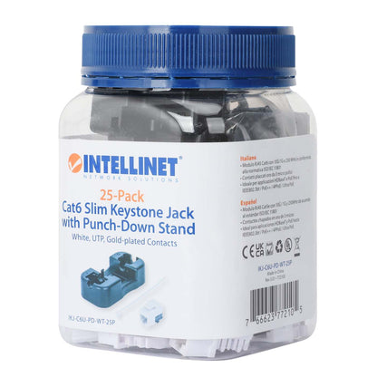 Paquete de 25 Jacks Keystone Slim Cat6, Blanco Packaging Image 2