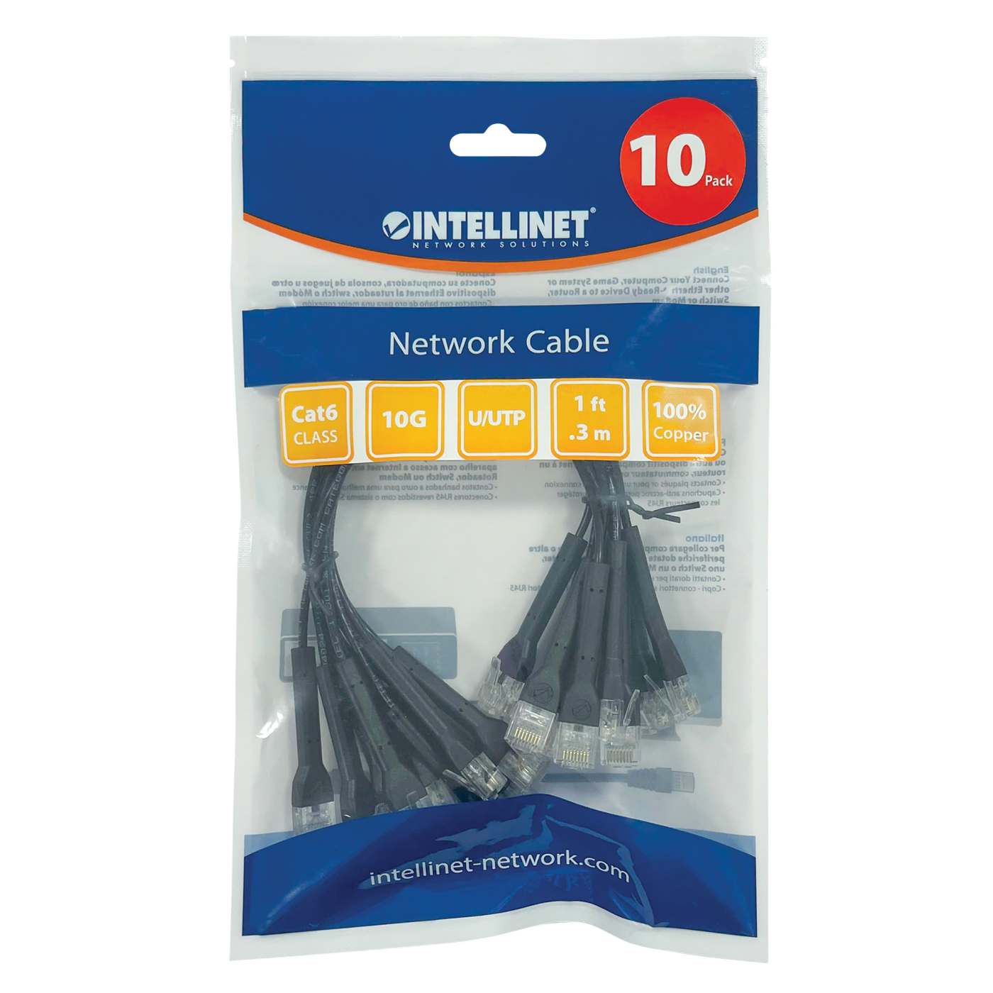 Paquete de 10 cables patch Cat6 FlexyBoot Slim, 0.3 m, U/UTP Packaging Image 2