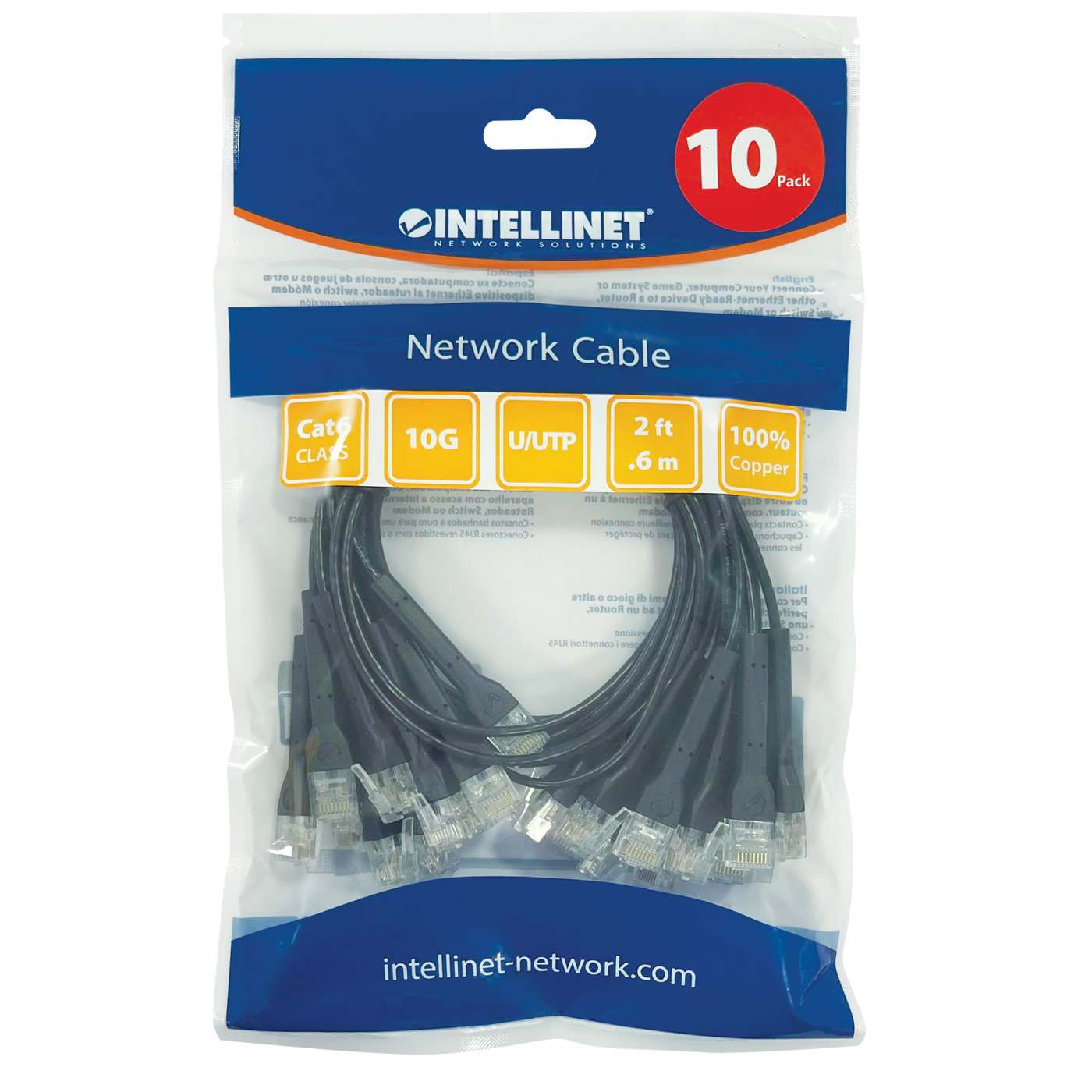 Paquete de 10 cables patch Cat6, FlexyBoot Slim, 0.6 m , U/UTP Packaging Image 2