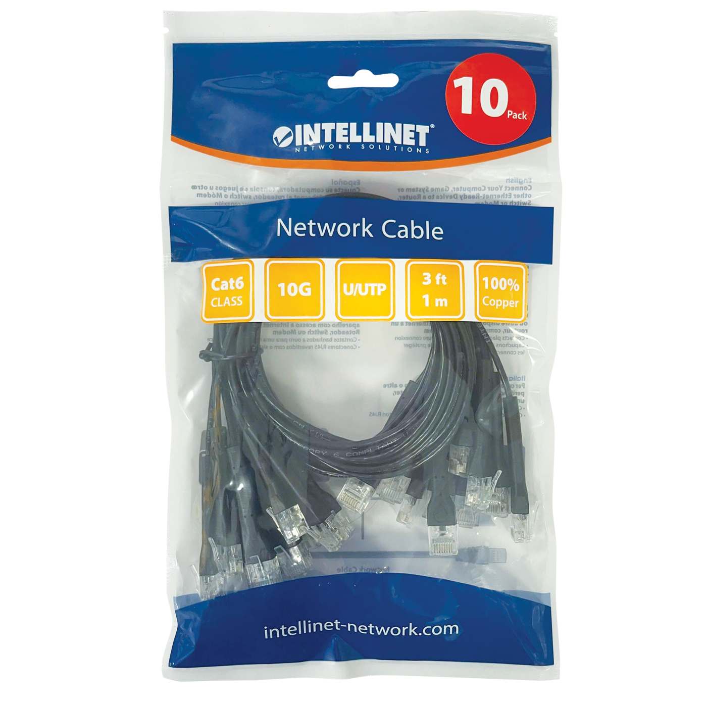 Paquete de 10 cables patch Cat6, FlexyBoot Slim, 0.9 m , U/UTP Packaging Image 2