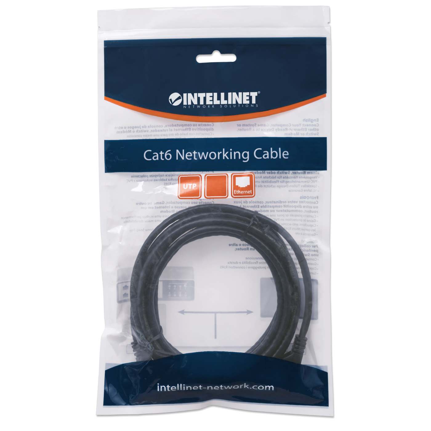 Cable de red Cat6 U/UTP, 0,3 m (1 pie), negro Packaging Image 2