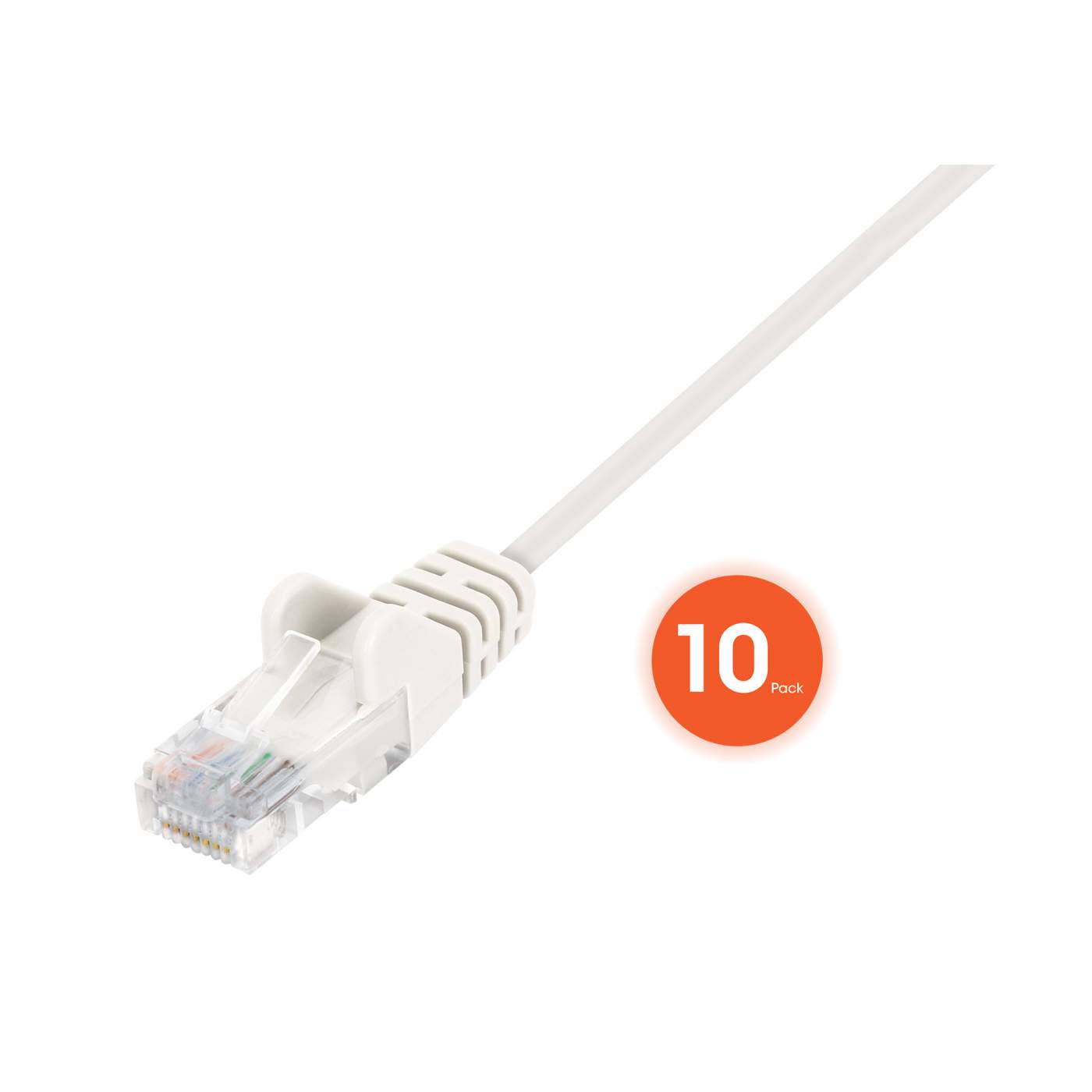 Cable de parche de red Cat6 U/UTP delgado, 0,5 pies, blanco, paquete de 10 Image 3