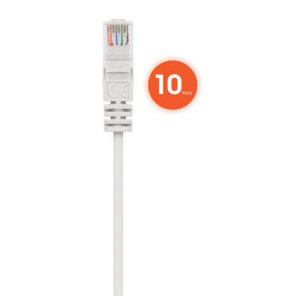 Cable de parche de red Cat6 U/UTP delgado, 0,5 pies, blanco, paquete de 10 Image 4