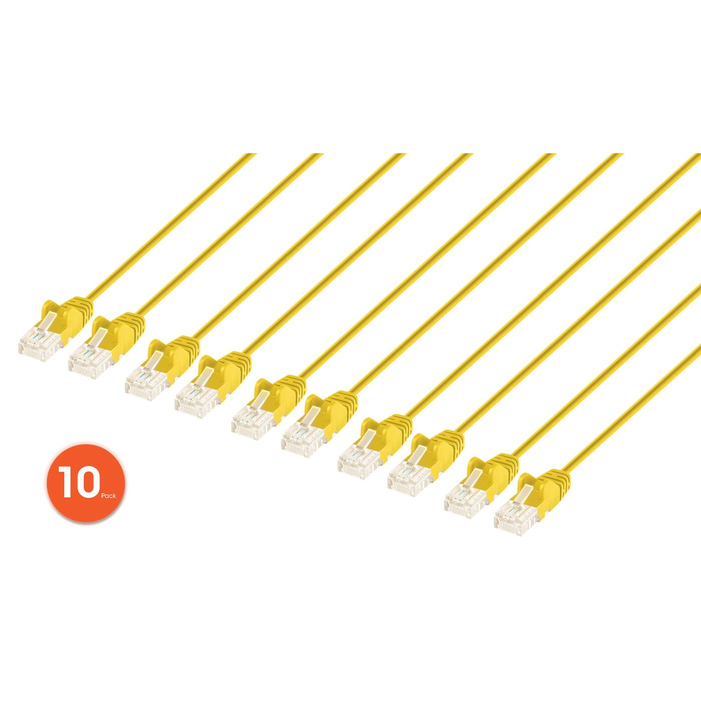 Paquete de 10 cables patch slim Cat6 U/UTP, 0.15 m, amarillo Image 1