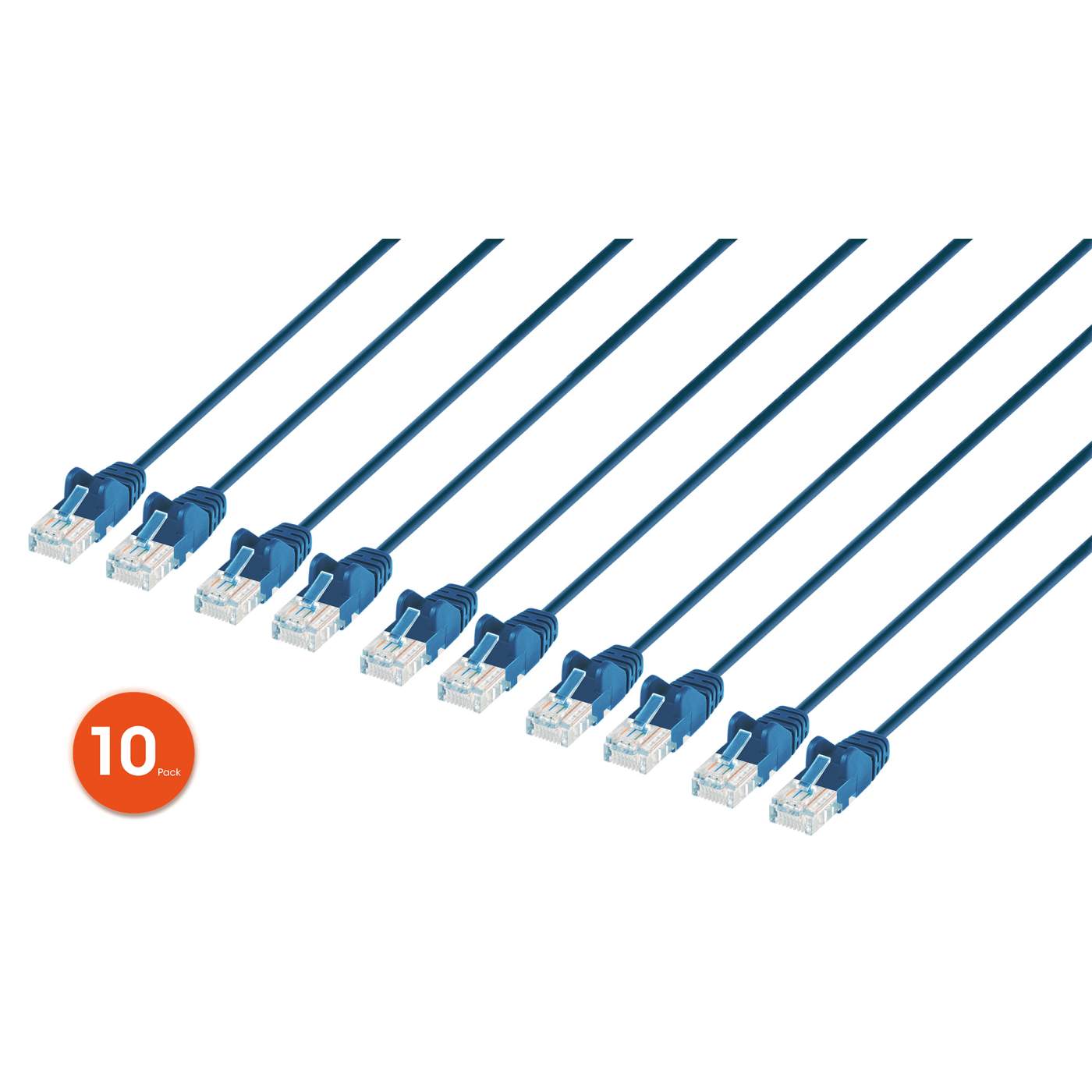 Cable de parche de red Cat6 U/UTP delgado, 1 pie, azul, paquete de 10 Image 1