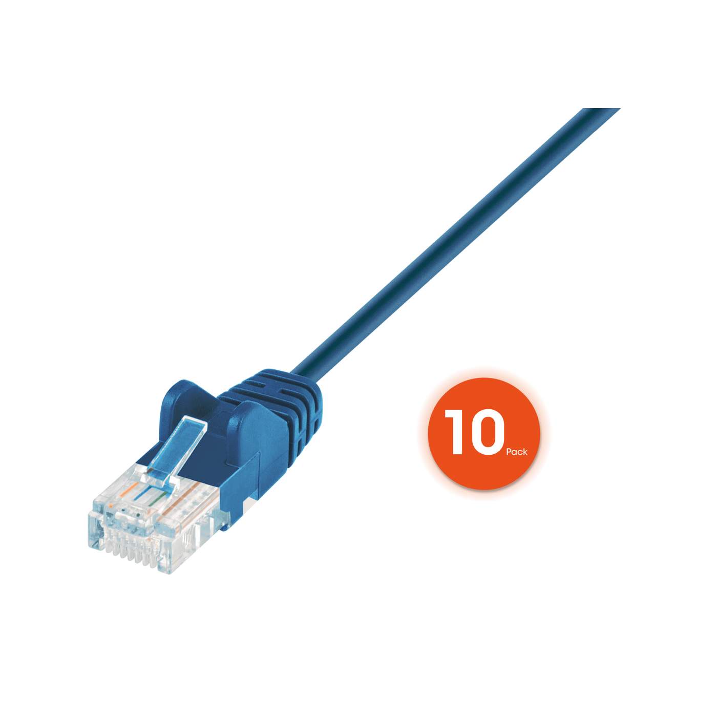 Cable de parche de red Cat6 U/UTP delgado, 1 pie, azul, paquete de 10 Image 3