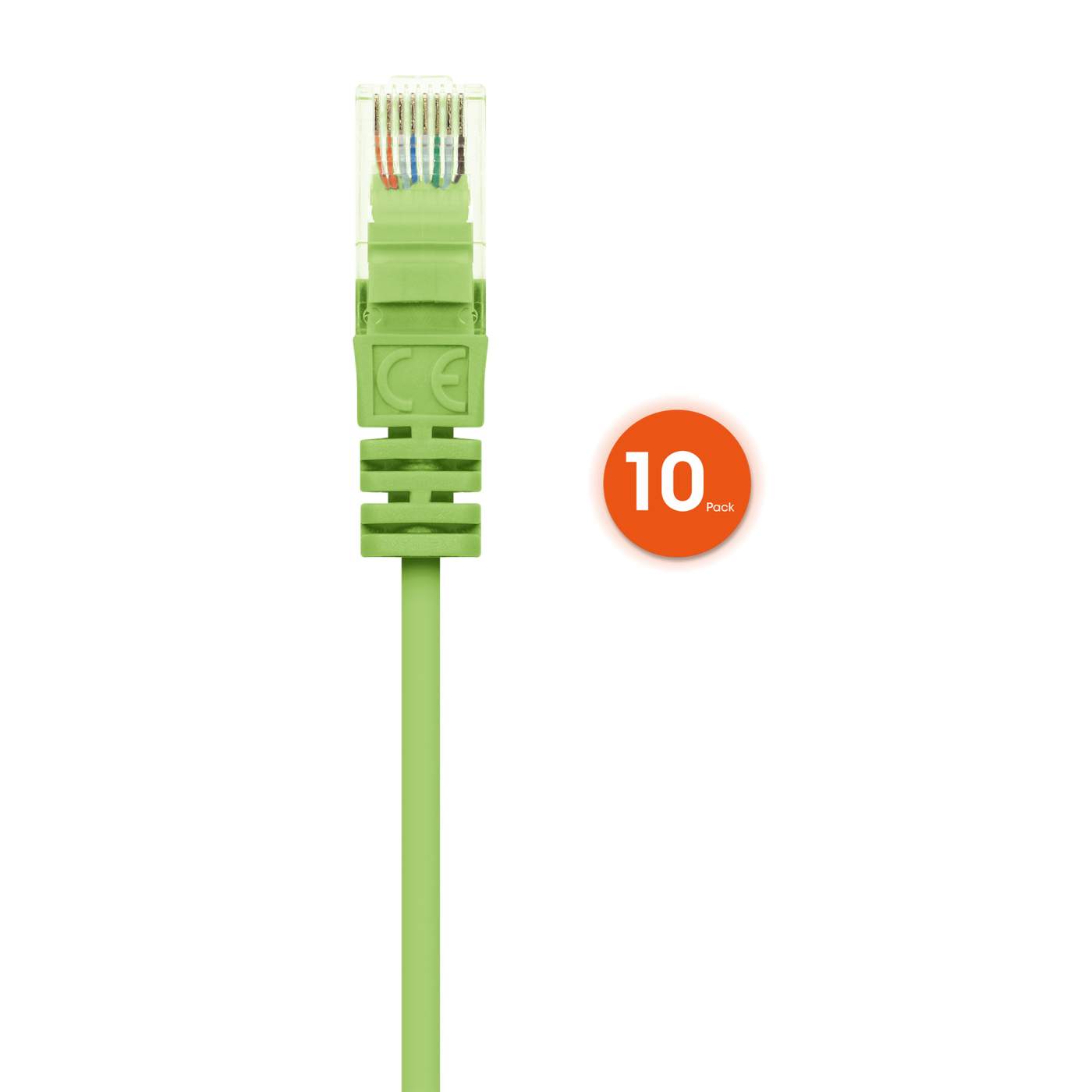 Paquete de 10 cables patch slim Cat6 U/UTP, 0.3 m, verde Image 4