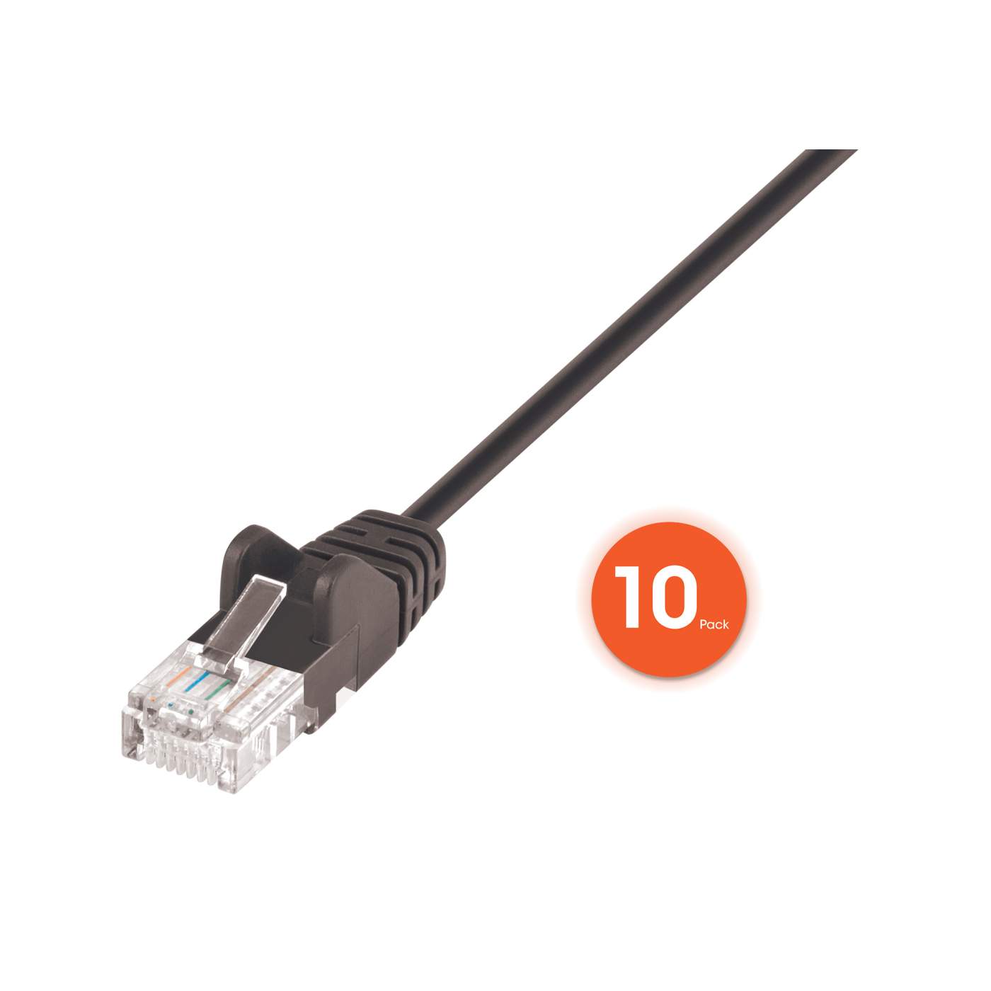Cable de parche de red Cat6 U/UTP delgado, 10 pies, negro, paquete de 10 Image 4