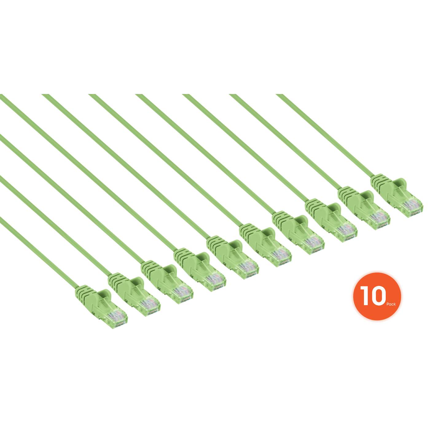 Paquete de 10 cables patch slim Cat6 U/UTP, 3 m, verde Image 2