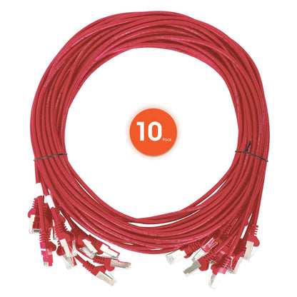 Paquete de 10 cables patch slim Cat6 U/UTP, 3 m, rojo  Image 7