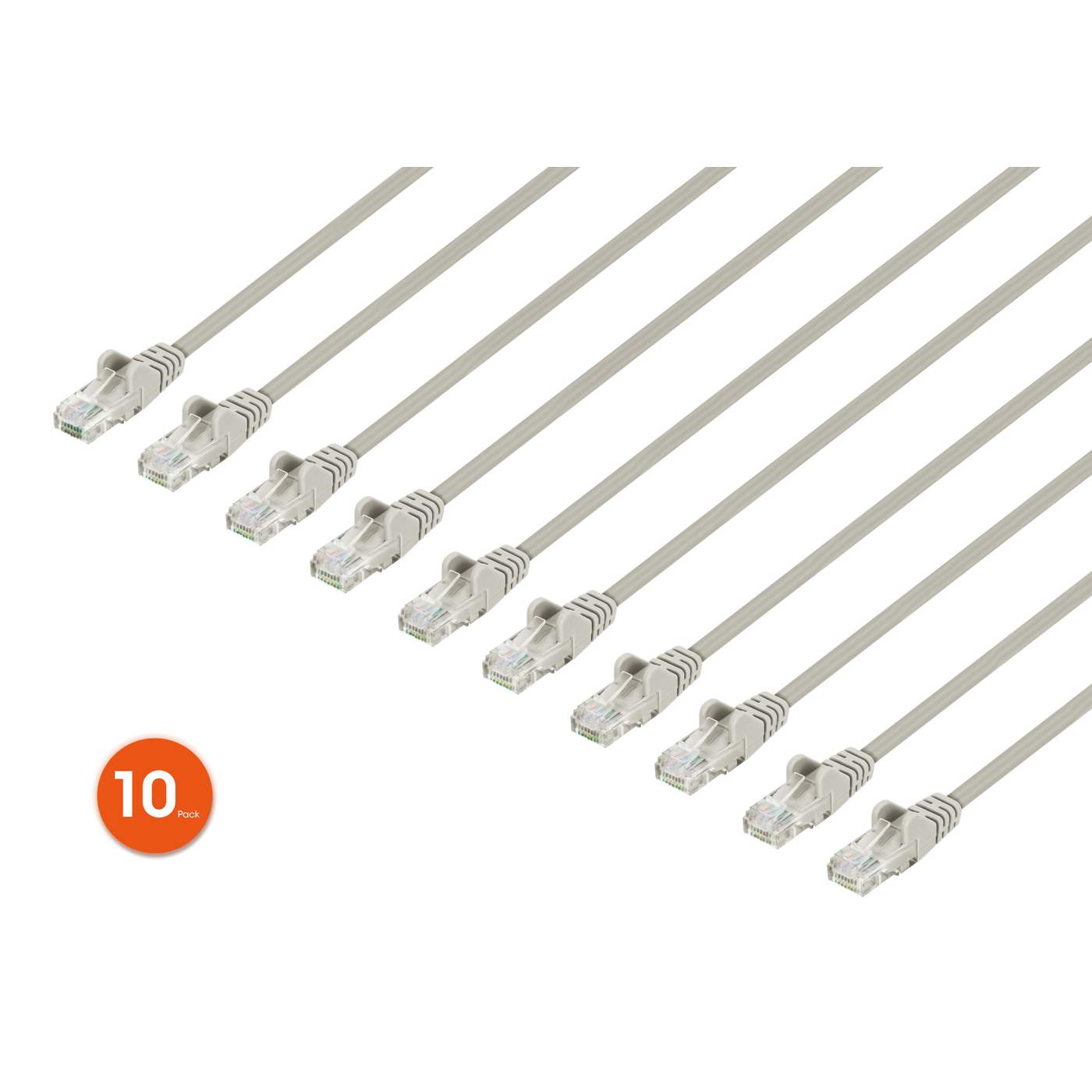 Paquete de 10 cables patch slim Cat6 U/UTP, 4.5 m, gris Image 1