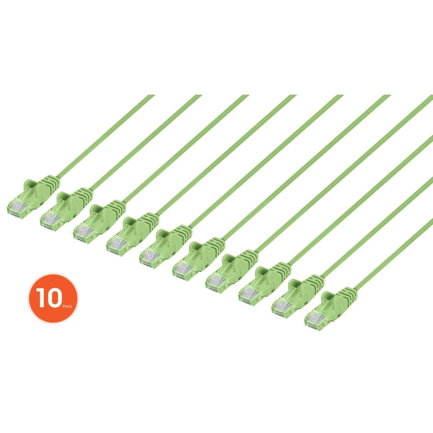 Paquete de 10 cables patch slim Cat6 U/UTP, 0.5 m, verde Image 1