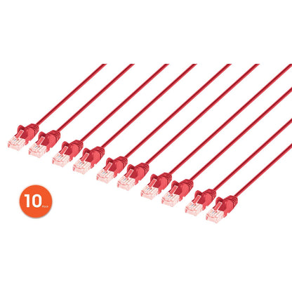 Paquete de 10 cables patch slim Cat6 U/UTP, 0.5 m, rojo  Image 1