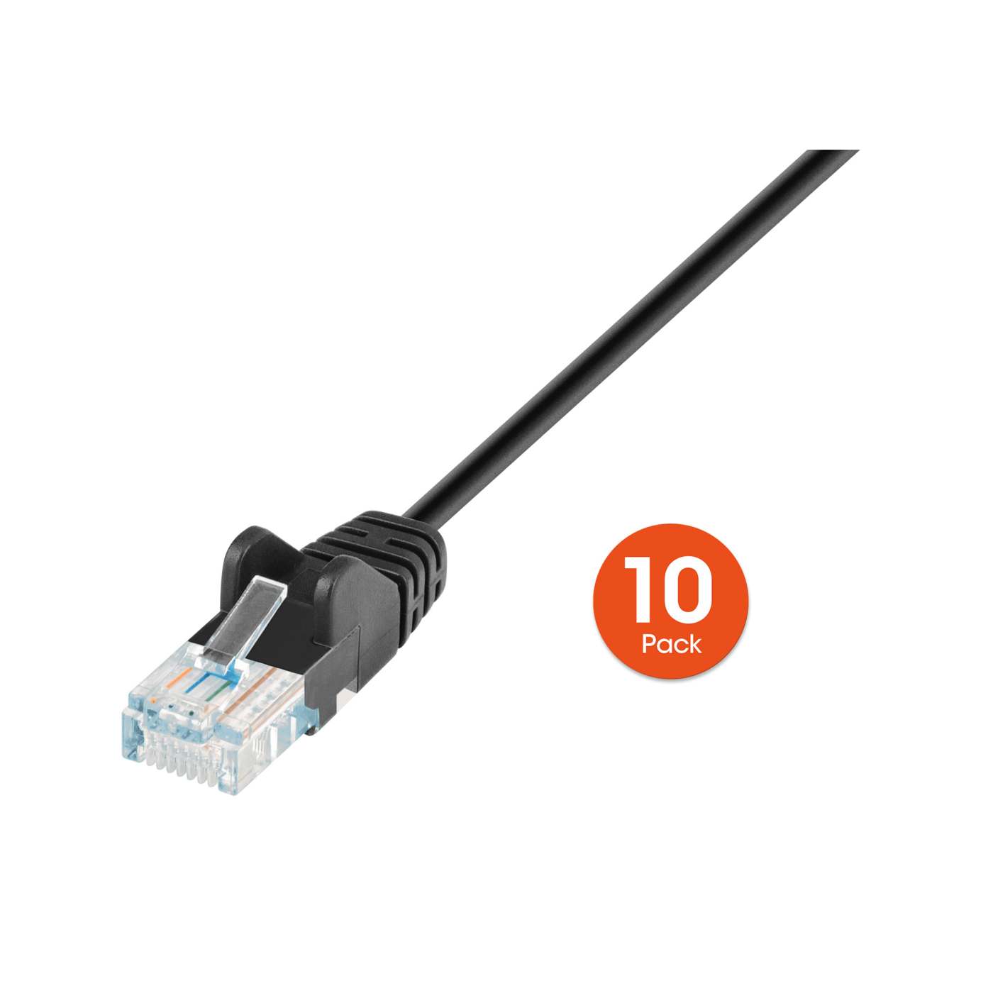 Cable de parche de red Cat6 U/UTP delgado, 20 pies, negro, paquete de 10 Image 4