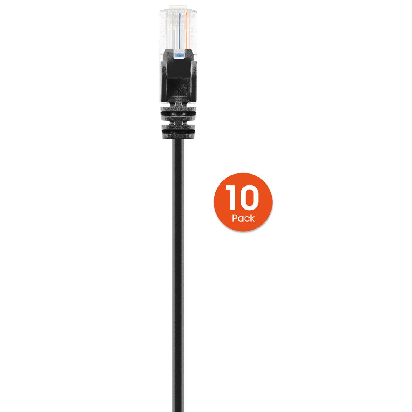 Cable de parche de red Cat6 U/UTP delgado, 20 pies, negro, paquete de 10 Image 5