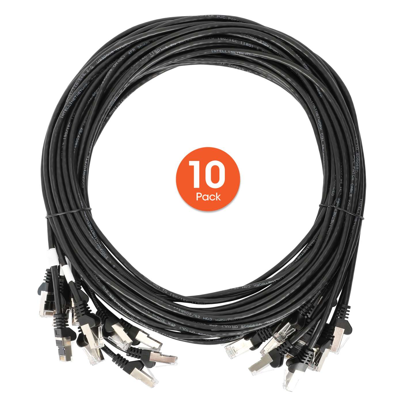 Cable de parche de red Cat6 U/UTP delgado, 20 pies, negro, paquete de 10 Image 8