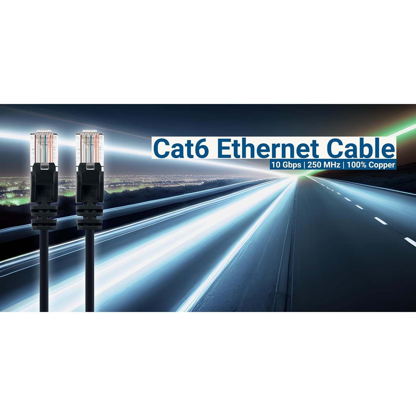 Cable de parche de red Cat6 U/UTP delgado, 20 pies, negro, paquete de 10 Image 10