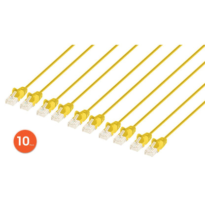 Paquete de 10 cables patch slim Cat6 U/UTP, 1 m, amarillo Image 1