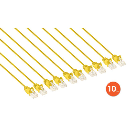 Paquete de 10 cables patch slim Cat6 U/UTP, 1 m, amarillo Image 2
