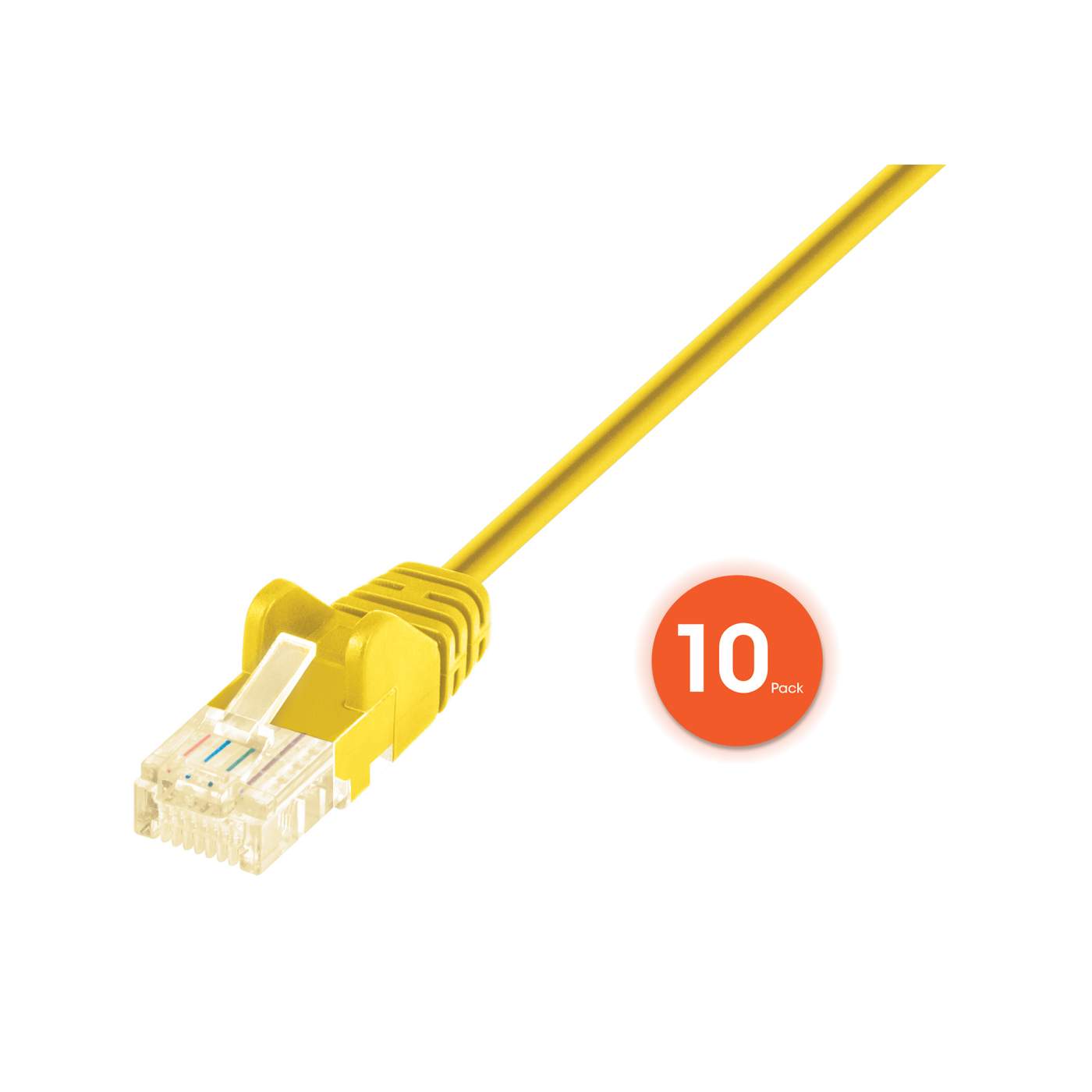 Paquete de 10 cables patch slim Cat6 U/UTP, 1 m, amarillo Image 3