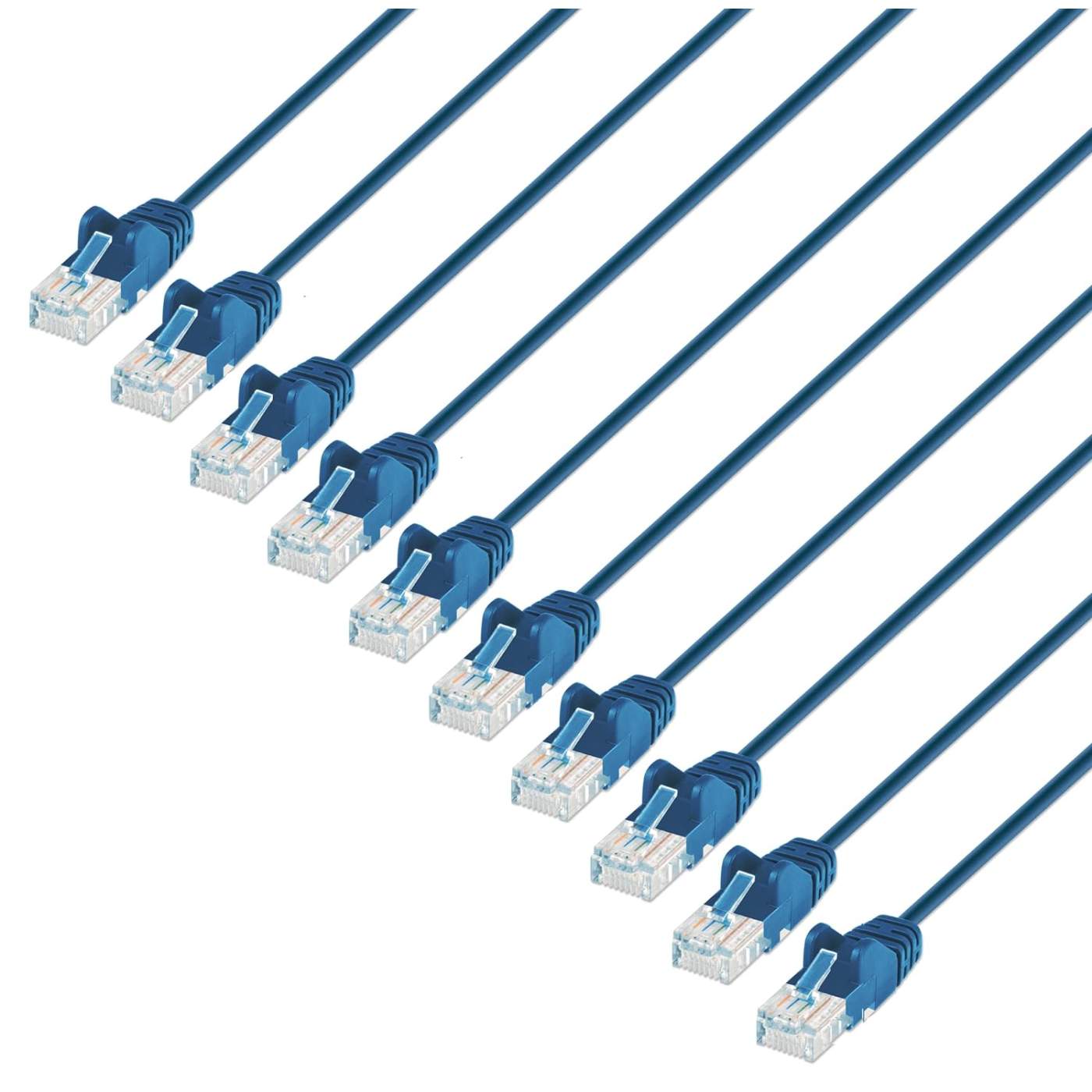 Cable de parche de red Cat6 U/UTP delgado, 5 pies, azul, paquete de 10 Image 1