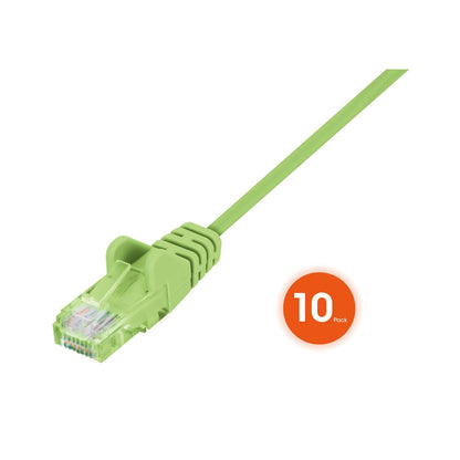 Paquete de 10 cables patch slim Cat6 U/UTP, 1.5 m, verde Image 3
