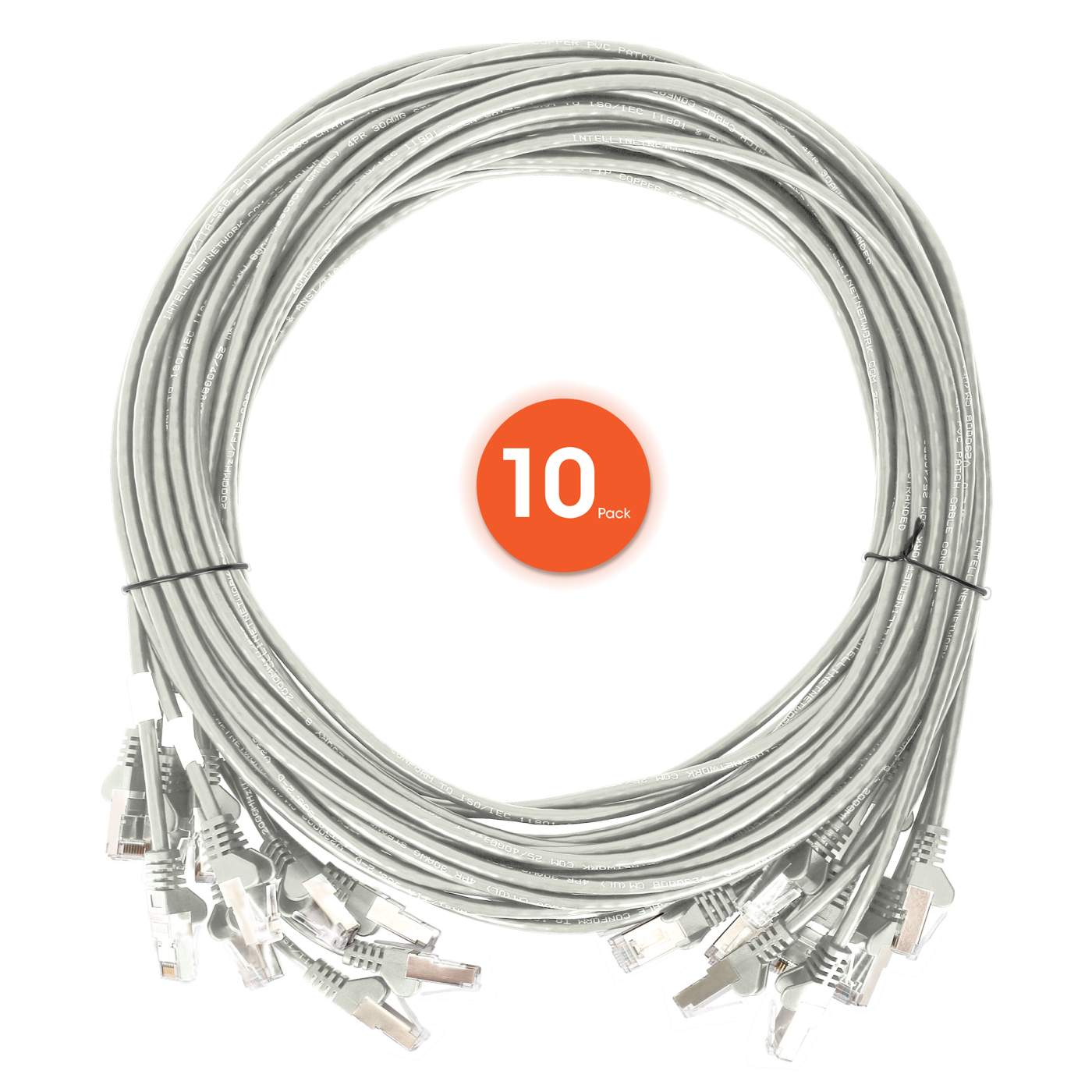 Paquete de 10 cables patch slim Cat6 U/UTP, 1.5 m, gris Image 7