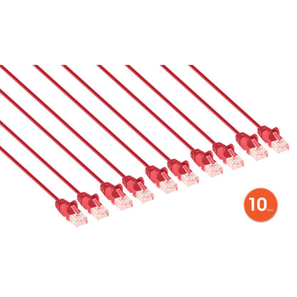 Paquete de 10 cables patch slim Cat6 U/UTP, 1.5 m, rojo Image 2