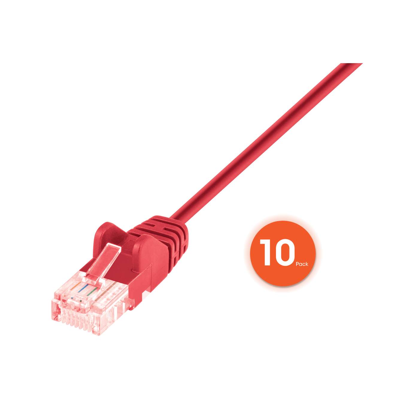 Paquete de 10 cables patch slim Cat6 U/UTP, 1.5 m, rojo Image 3