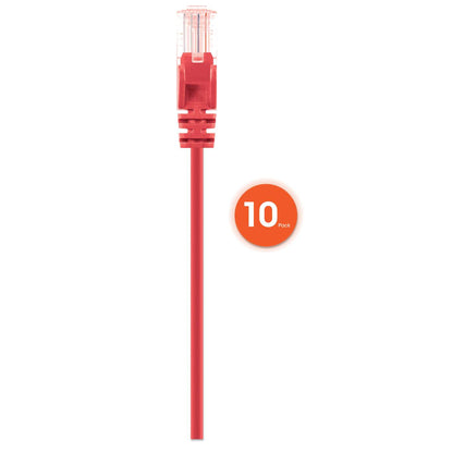 Paquete de 10 cables patch slim Cat6 U/UTP, 1.5 m, rojo Image 4