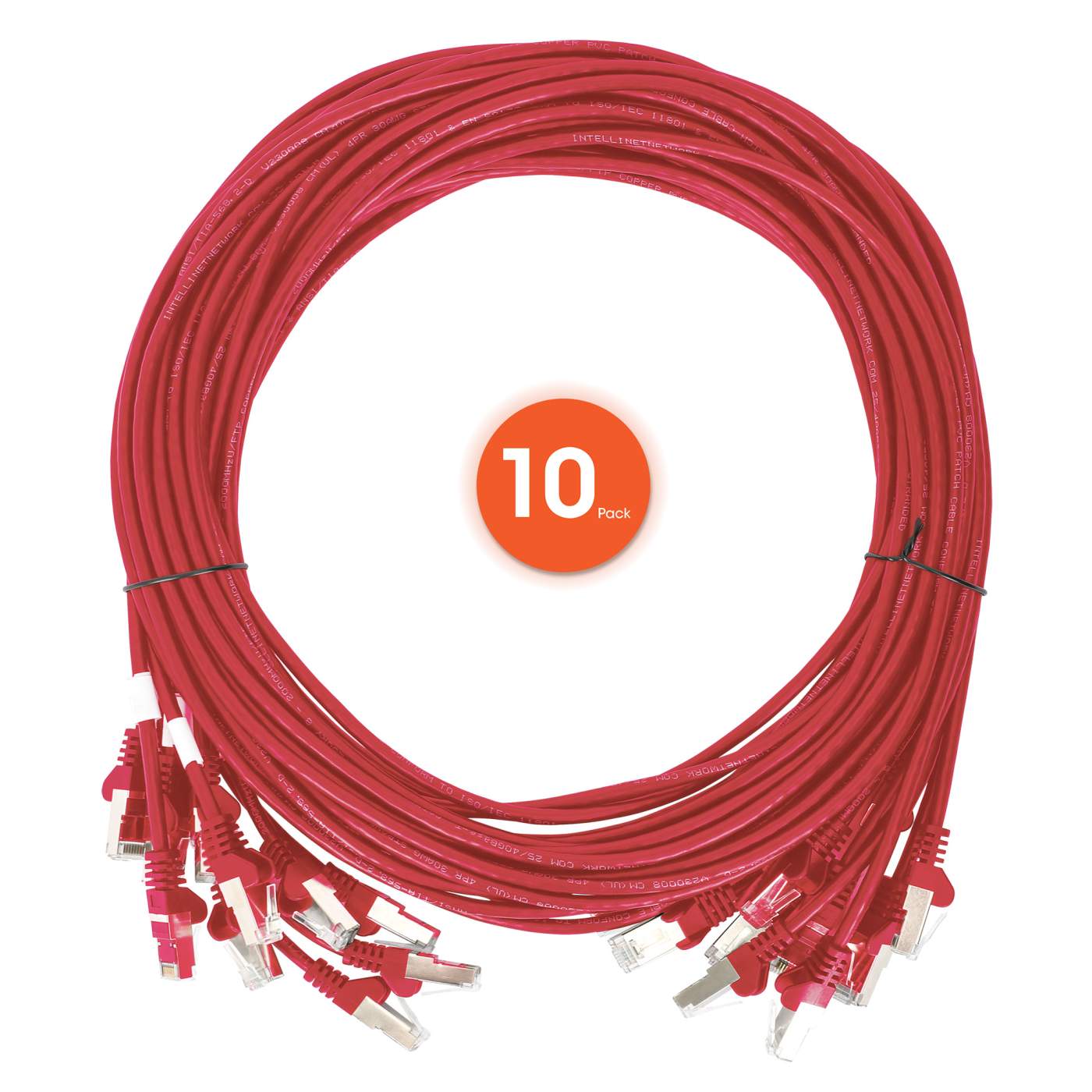 Paquete de 10 cables patch slim Cat6 U/UTP, 1.5 m, rojo Image 7