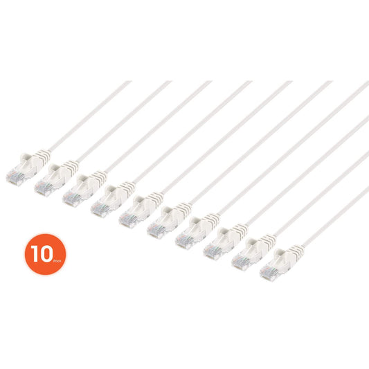 Cable INT Patch Slim Cat.6 UTP de 1,5 m/5 pies, color blanco, 10 unidades por bolsa. Image 1