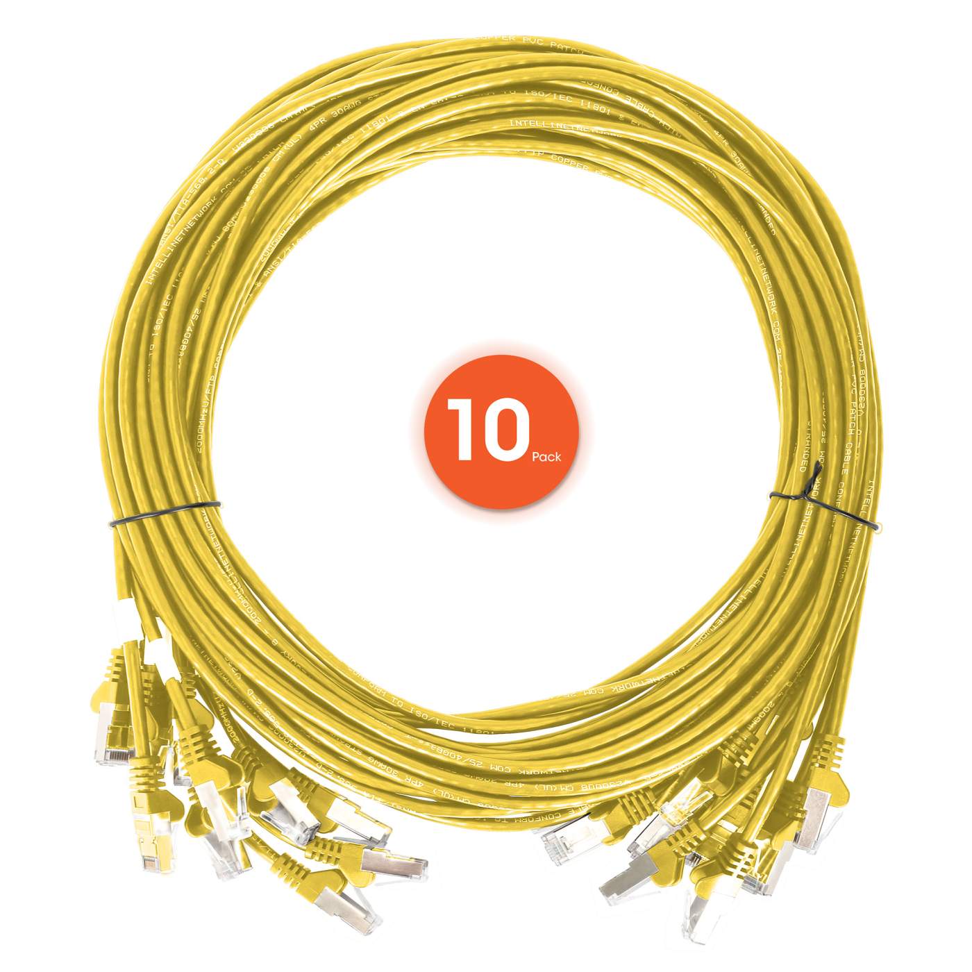 Paquete de 10 cables patch slim Cat6 U/UTP, 1.5 m, amarillo  Image 7