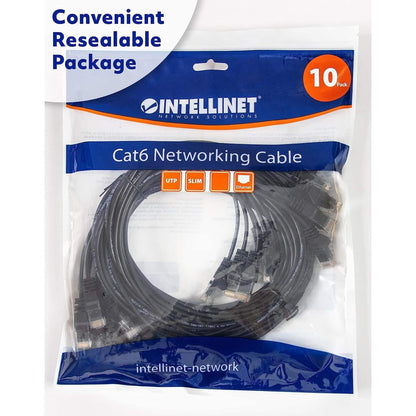 Cable de red Cat6 U/UTP delgado de 7 ft, negro, paquete de 10 piezas Packaging Image 2