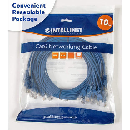 Cable de parche de red Cat6 U/UTP delgado, 7 pies, azul, paquete de 10 Packaging Image 2