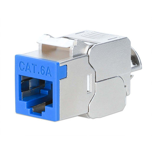 Conector Keystone delgado, apantallado, Cat6a 10G, sin herramientas, azul Image 1