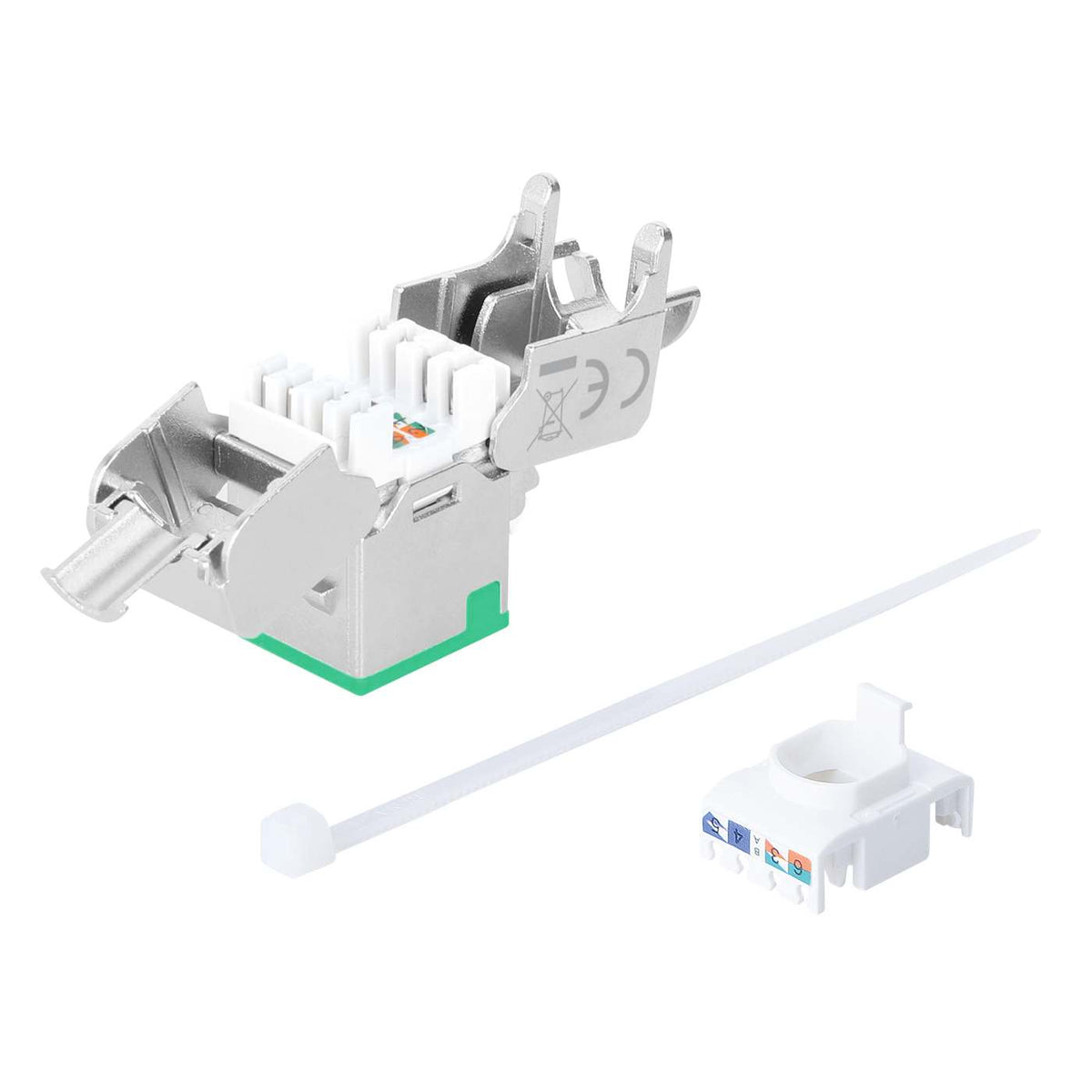 Conector Keystone delgado, apantallado, Cat6a 10G, sin necesidad de herramientas, verde Image 6