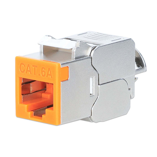  Conector Keystone Delgado Sin Cable Blindado Cat6a 10G, Naranja Image 1
